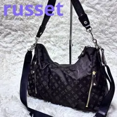 極美品✨russetラシットショルダーバッグ2wayモノグラムナイロンブラウン