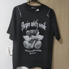 実用品 新品 RAD FOUR REAL ブラックTシャツ ビンテージくま 天使