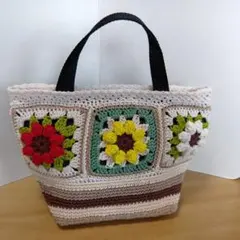 モチーフ編み　チルドバック　ハンドメイド