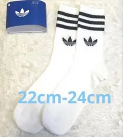 【新品】adidas 22cm-24cm1足組スリーストライプスクルーソックスのサムネイル