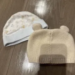 ベビー帽子 2点セット 動物柄 ニット帽　新生児〜3か月