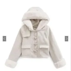 GRL フード付きダッフルコート アイボリー