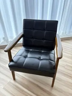 カリモク60 Kチェア ソファ 1人掛け スタンダードブラック 合成皮革