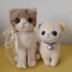 tomtom様用　羊毛フェルト　猫　白猫＆ハチワレ＆サバ白　ハンドメイド tomtom様用 羊毛フェルト 猫 白猫＆ハチワレ＆サバ白 ハンドメイド