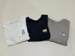 長袖ポケット刺繍Tシャツ3枚80size