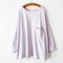 Omekashi ビックポケットオーバーロングTシャツ ゆったり パープルのサムネイル