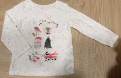 動物イラスト 長袖Tシャツ ホワイト