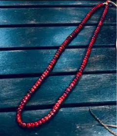 希少セミクリア　アンティークビーズ　ホワイトハーツ　血赤　金赤