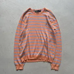 90s polo by rlph lauren ボーダー ニット オレンジ