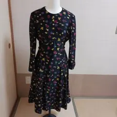 【オーダーメイド】【お値下げ】花柄長袖ワンピース ウエストリボン付き