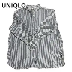 UNIQLO コットンストライプXL 定番　綿100% ユニクロ ブルー