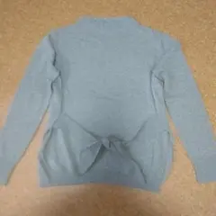 ブルーレーベルクレストブリッジ★リボン付きグレー長袖ニット.カシミア混★38