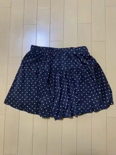 ハニーズ　キュロットフレアーミニスカート　紺地に水玉　裏地付き