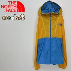 ノースフェイス ウインドブレーカー クロムイエロー×ライトブルー メンズS