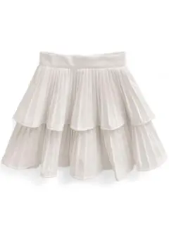 GRL フリージアインパン裏地付きプリーツティアードミニスカート Lサイズ