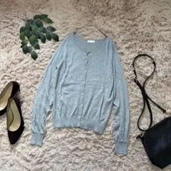 7173✾アースミュージック&エコロジー✾ニットカーディガン【M】薄手/グレー