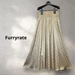 ファーリーレート　F フレアスカート　ロング　ウエストゴム　ドット　ゴールド