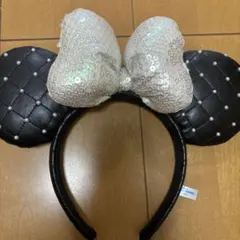 ミッキー耳型カチューシャ シルバーリボン