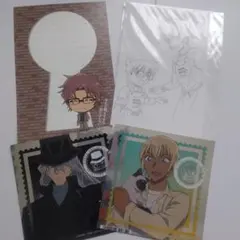 【未使用】コナン　ノベルティステッカー・ポストカード　ジン/安室透/沖矢昴