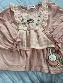 miffy フリル付き長袖カットソー ピンク