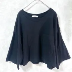 【ニコアンド】カットソー/ワイド七分袖/コットン/表記なし/ポケット/黒