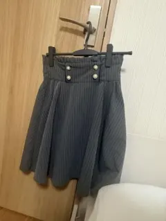 ストライプ プリーツスカート グレー