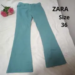 【オシャレ☆ZARA】緑　カジュアルパンツ　サイズ36