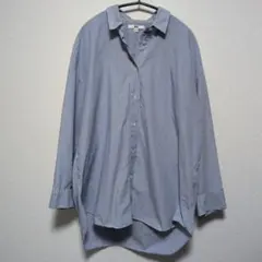 ユニクロ エクストラファインコットンオーバーサイズロングシャツ ストライプ