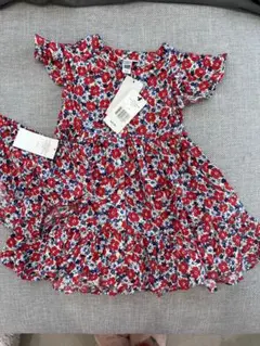 ラルフローレン　赤×青×白　半袖花柄ワンピース　サイズ24M/90cm