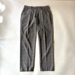 GU スラックス　パンツ チェック柄 オフィス　大人カジュアル　通勤　M グレー