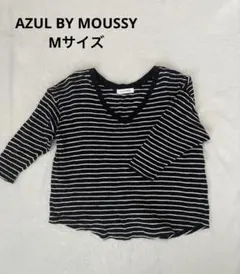 【美品‼️】AZUL BY MOUSSY アズール ボーダー Vネックニット五分袖