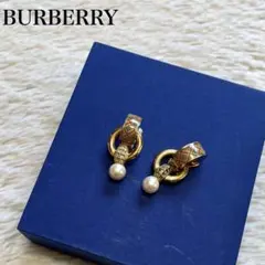 BURBERRY バーバリー パール ノバチェック ラインストーン イヤリングのサムネイル