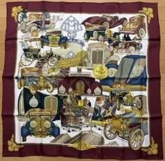 エルメス カレ90 オートモービル スカーフ ワインレッド HERMES