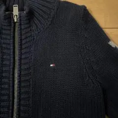 トミーフィルフィガーネイビー ジッパー付きカーディガン Hロゴ