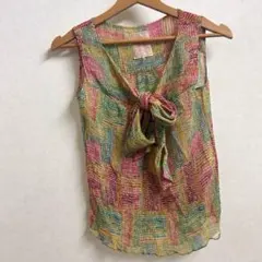 シビラ　sybilla レディース　シルク　ボウタイ　ノースリーブトップス　　Mのサムネイル