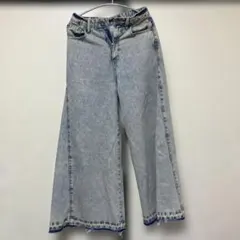 ジーナシス ライトブルー ワイドレッグデニムパンツ