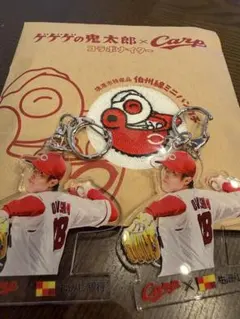 広島東洋カープ アクリルキーホルダー 2種セットとミニハンカチ