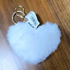 ハート型 ファーキーホルダー 화이트