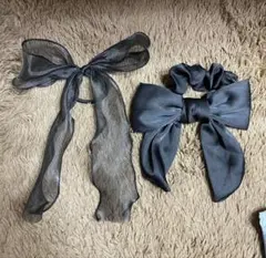 レースリボンヘアゴムシュシュ2個セット