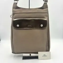 LONGCHAMP ロンシャン ショルダーバッグ ナイロン レザー 無地 茶色