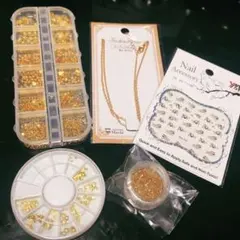 ネイルパーツ デコパーツ ゴールド 金 セット まとめ売り