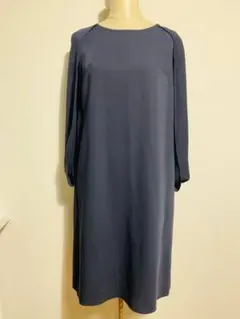美品URBAN RESEARCHネイビー バルーンスリーブ ドレス