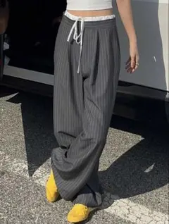 SHEIN ストライプ ワイドパンツ