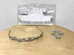 シルバークリスタルティアラとネックレス・イヤリングセット　ブライダルアクセサリー
