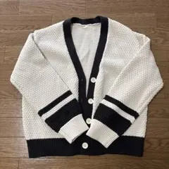 GU ボタン付きカーディガン M ホワイト/ブラック