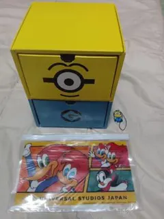 【おまけ付き】USJ ミニオンズ 小物入れ&ウッドペッカー クリアチャックケース