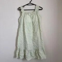 【7】薄いグリーン キャミワンピース フリル付き