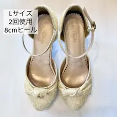 アイボリー 8cmヒール　Lサイズ　パンプス　フォーマル　結婚式　お呼ばれのサムネイル
