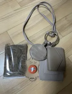 ベージュ スマホショルダーバッグ スマホケース コインケース ミニ財布