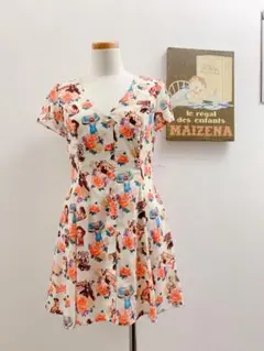 SPIRAL GIRL レトロ ロンパース ワンピース　美品　ミニ丈